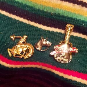 Vintage Cowboy / Cow Girl Retro Enamel Pin Set Of 3.